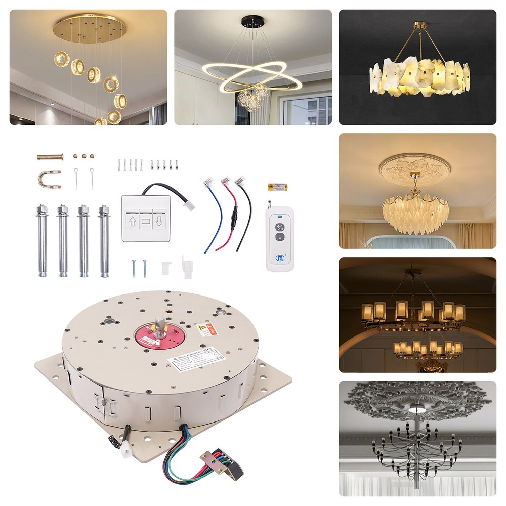 Chandelier Hoist Lifter System Electric Motor Remote Villas Pendant Light Lifter