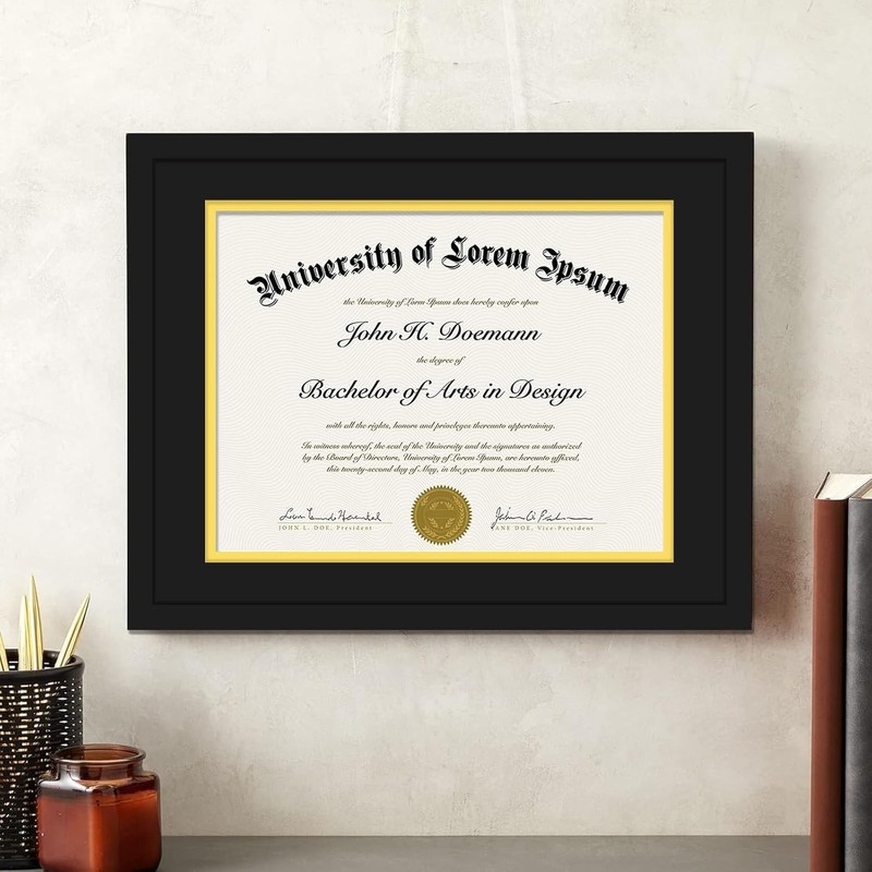 Black 11x14 Diploma Frame, Display Document 8.5 x 11 with Mat or 11 x 14 With... gallery