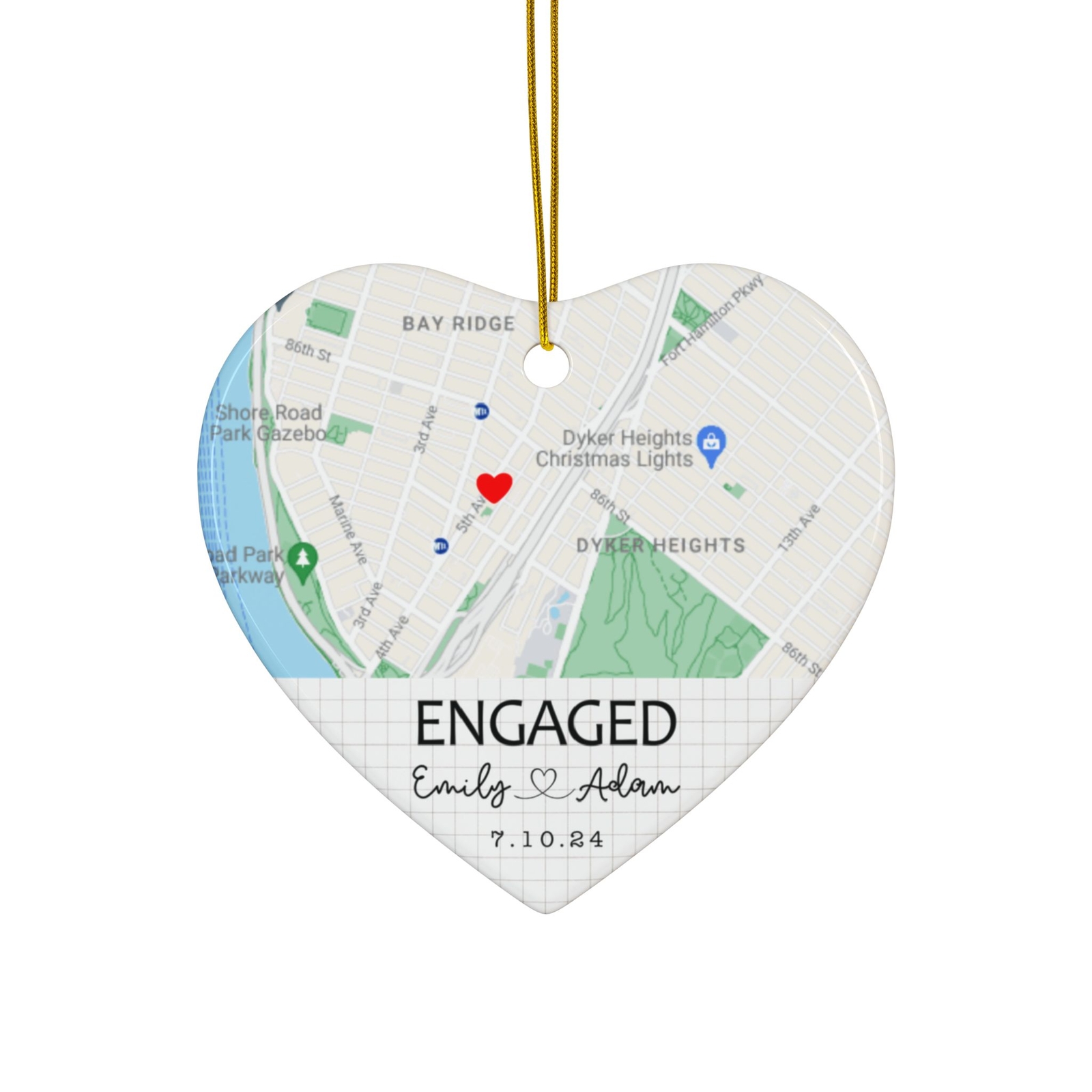 Custom Location Engagement Ornament Personalized Map Keepsake Anniversary gallery