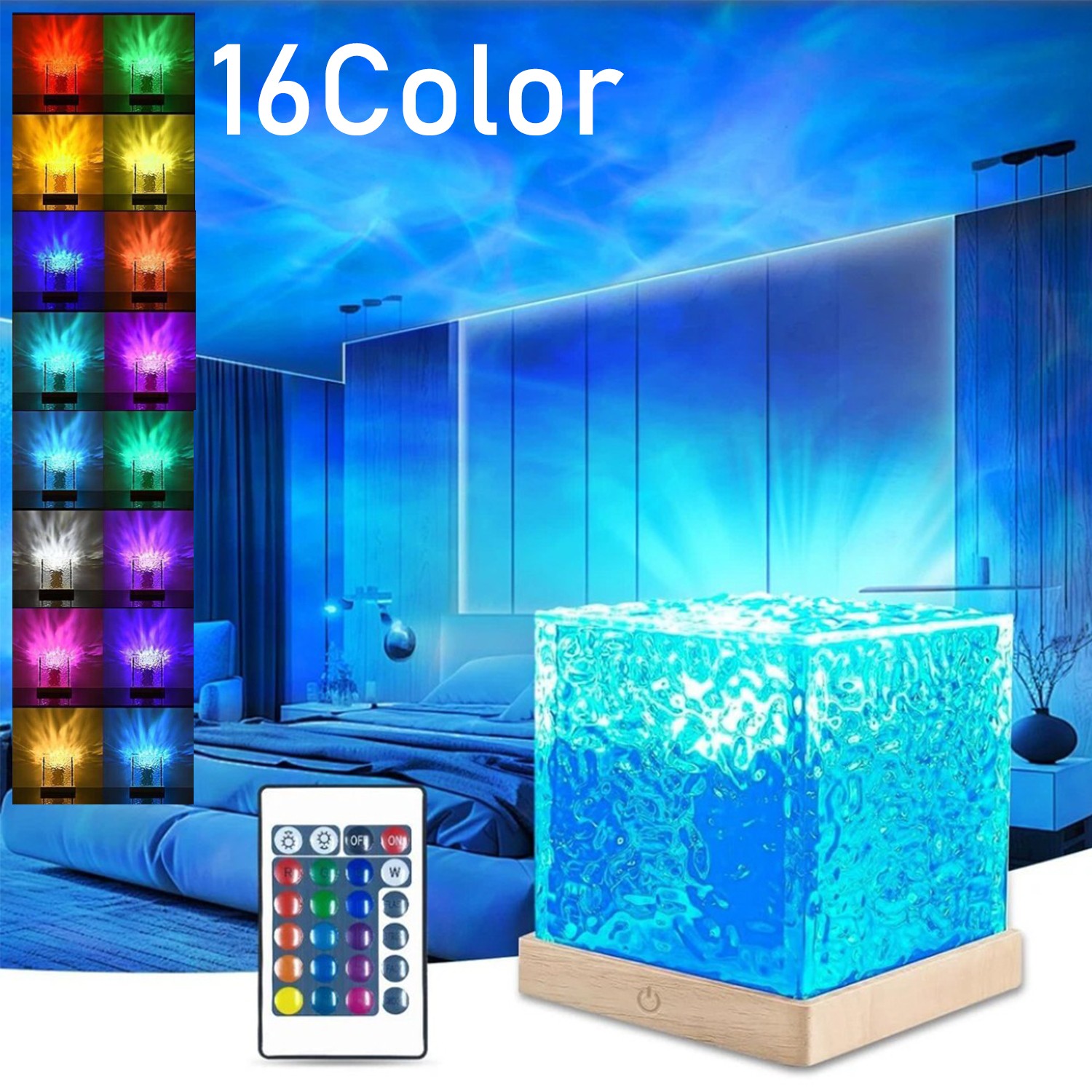 16 Colors LED Night Light Ocean Wave Projector Lamp Aurora Rechargeable Bedroom gallery