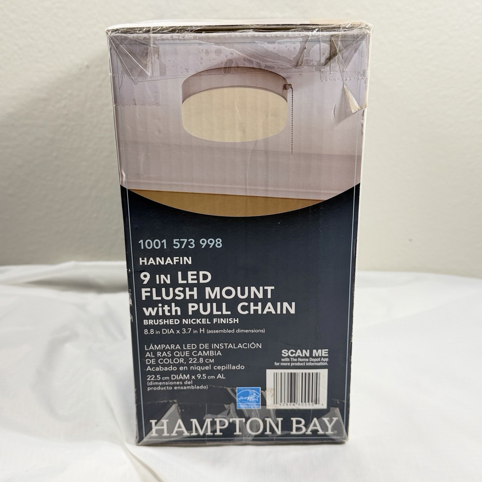 Hanafin 9in. Light Nickel LED Flush Mount with Glass Shade and Pull Chain gallery
