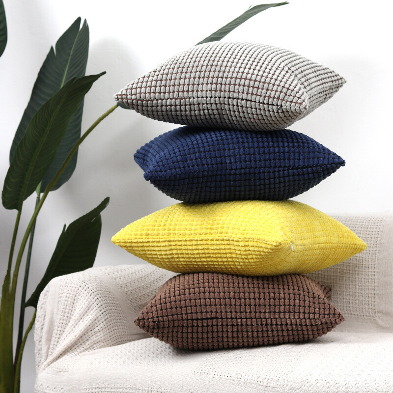 Soft Corduroy Solid Cushion Cover Throw Pillow Cases Home Sofa Bed Decor US gallery