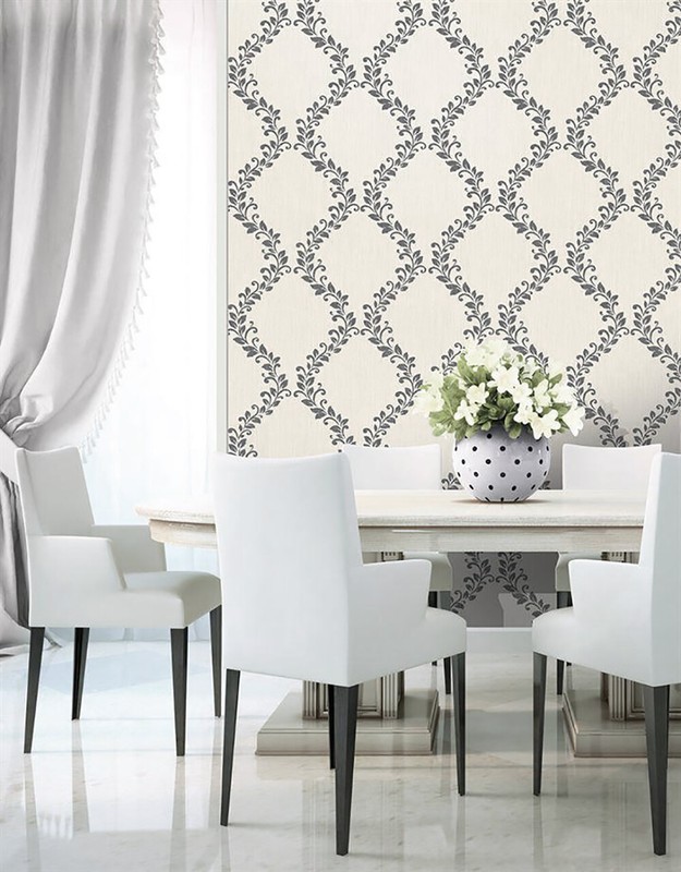 Glitter Embossed Victorian Wallpaper White Silver Gray metallic floral Damask 3D gallery