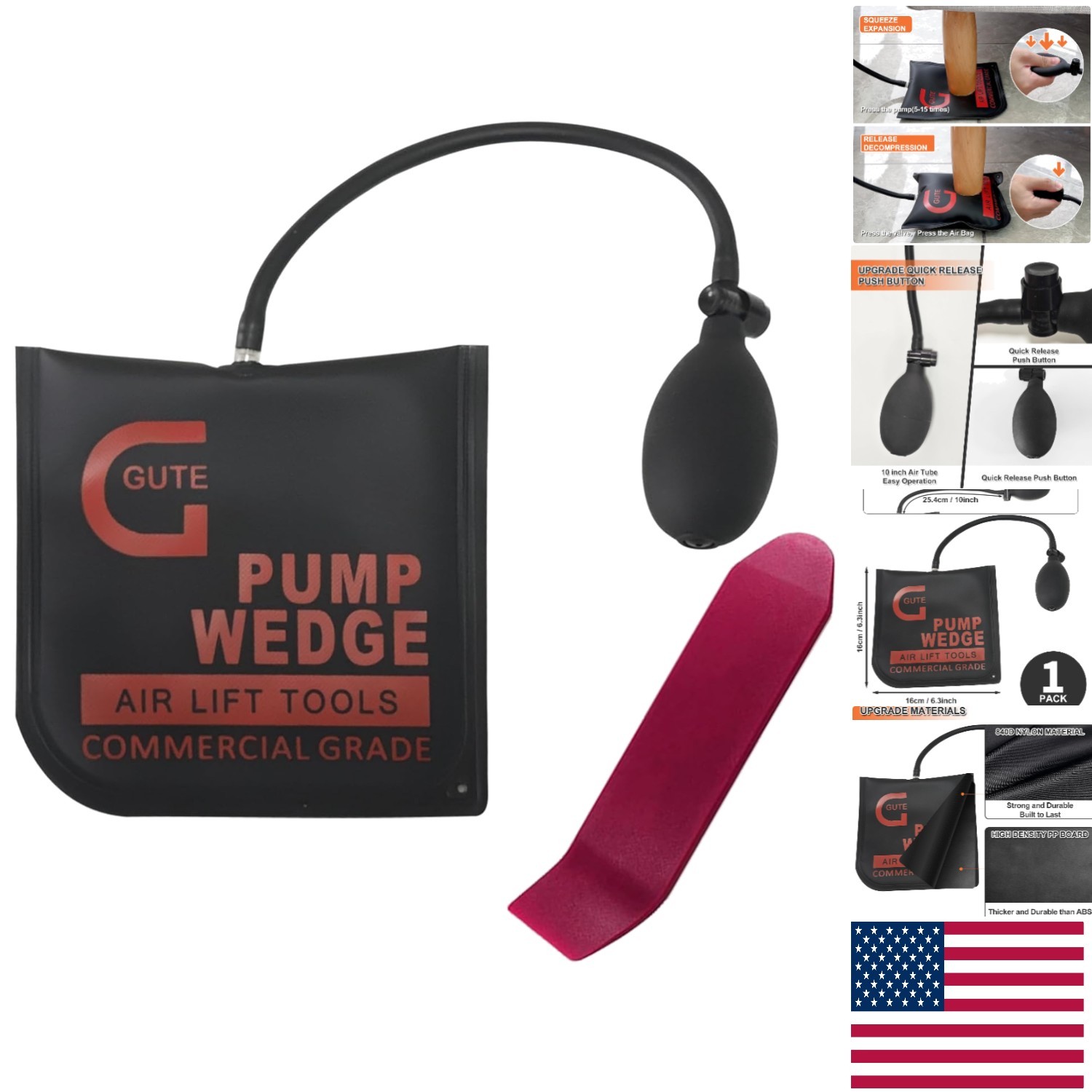 Durable Air Wedge Tool - 330 LB Rated Inflatable Bag for Safe Surface Protection gallery