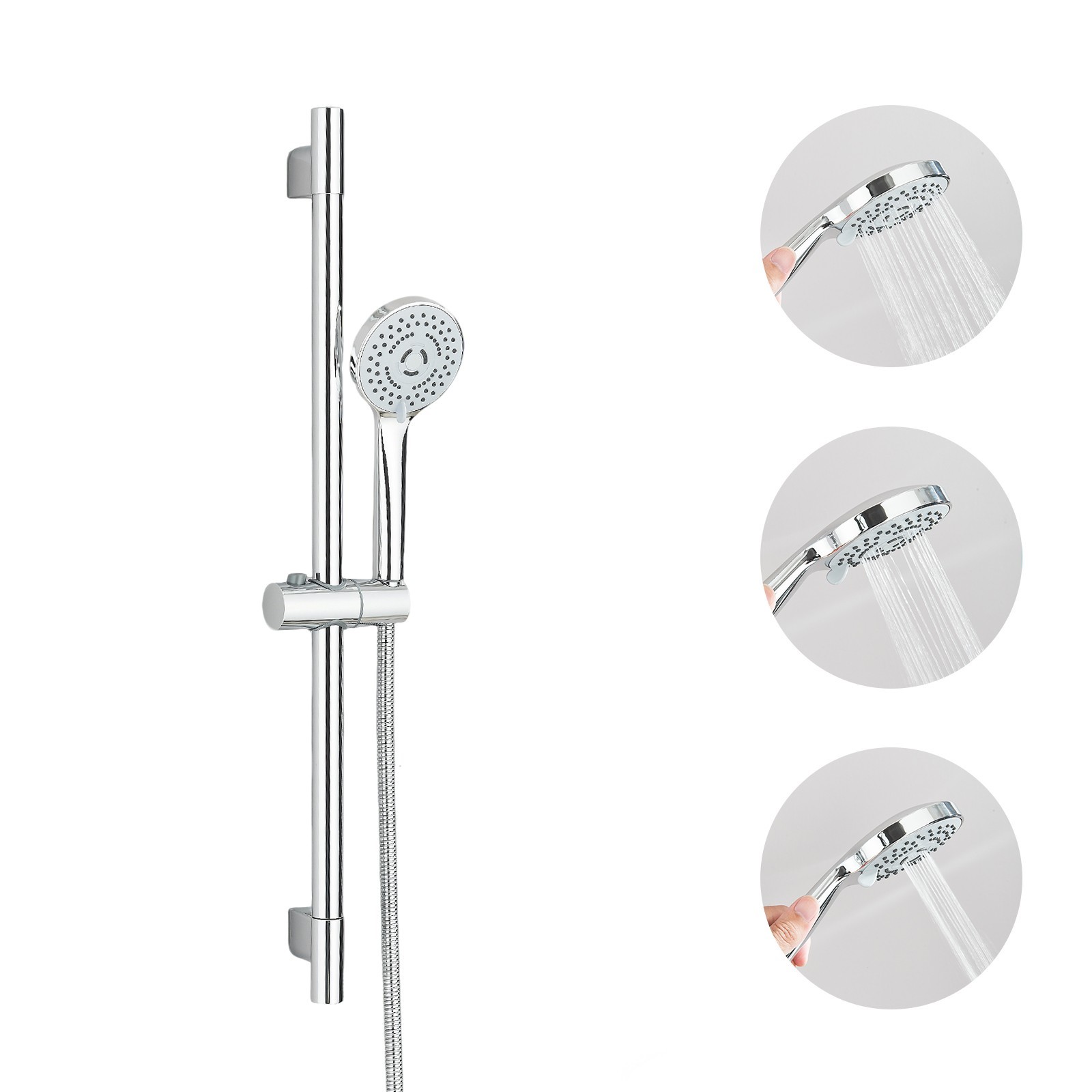 Bathroom Shower Slide Bar Handheld Shower with Hose Shower Faucet Combo Chrome gallery