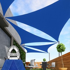 25/26/27ft Blue Equilateral Triangle Outdoor Steel Cable Sun Shade Sail 260GSM