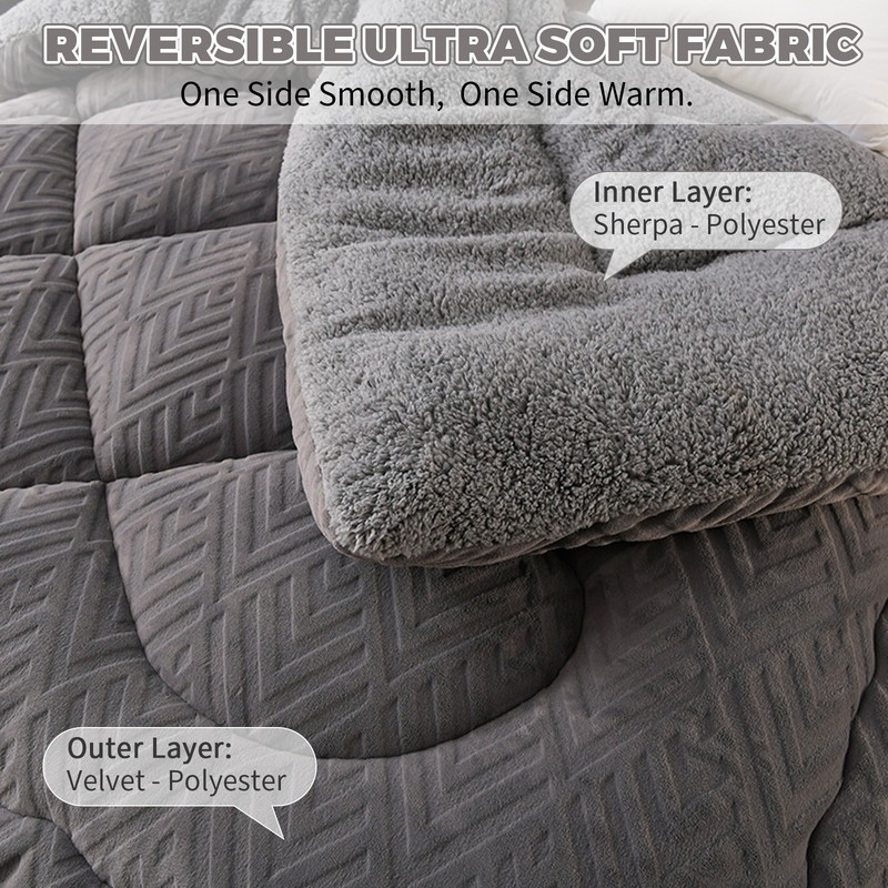 Reversible Sherpa Fluffy Comforter Extra Warm Winter Bedding Blanket Twin Full gallery