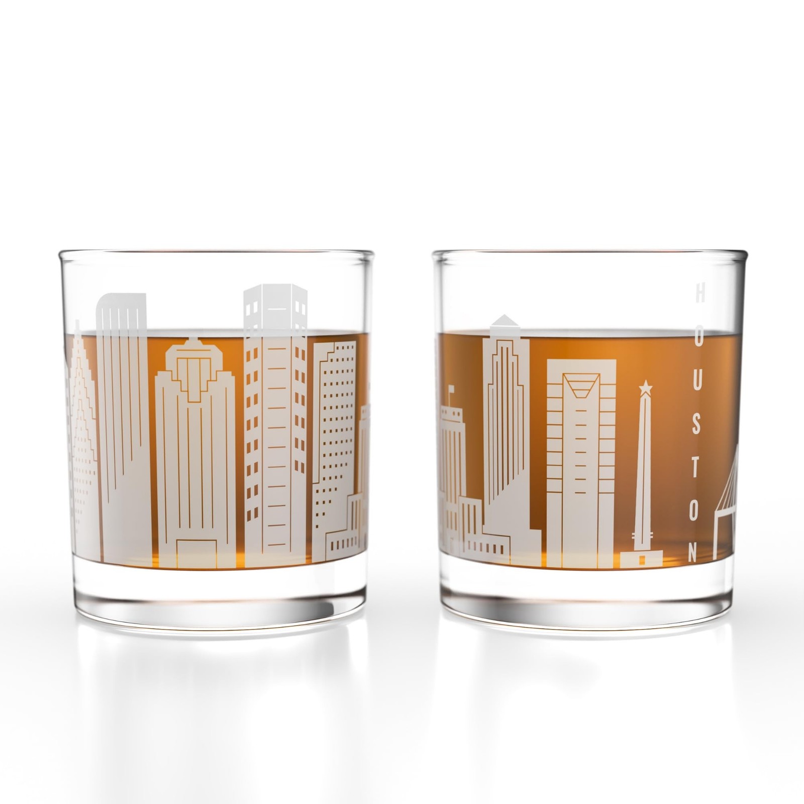 Greenline Goods – Houston, TX Skyline Whiskey Glasses (Set of 2), 10 oz &# gallery