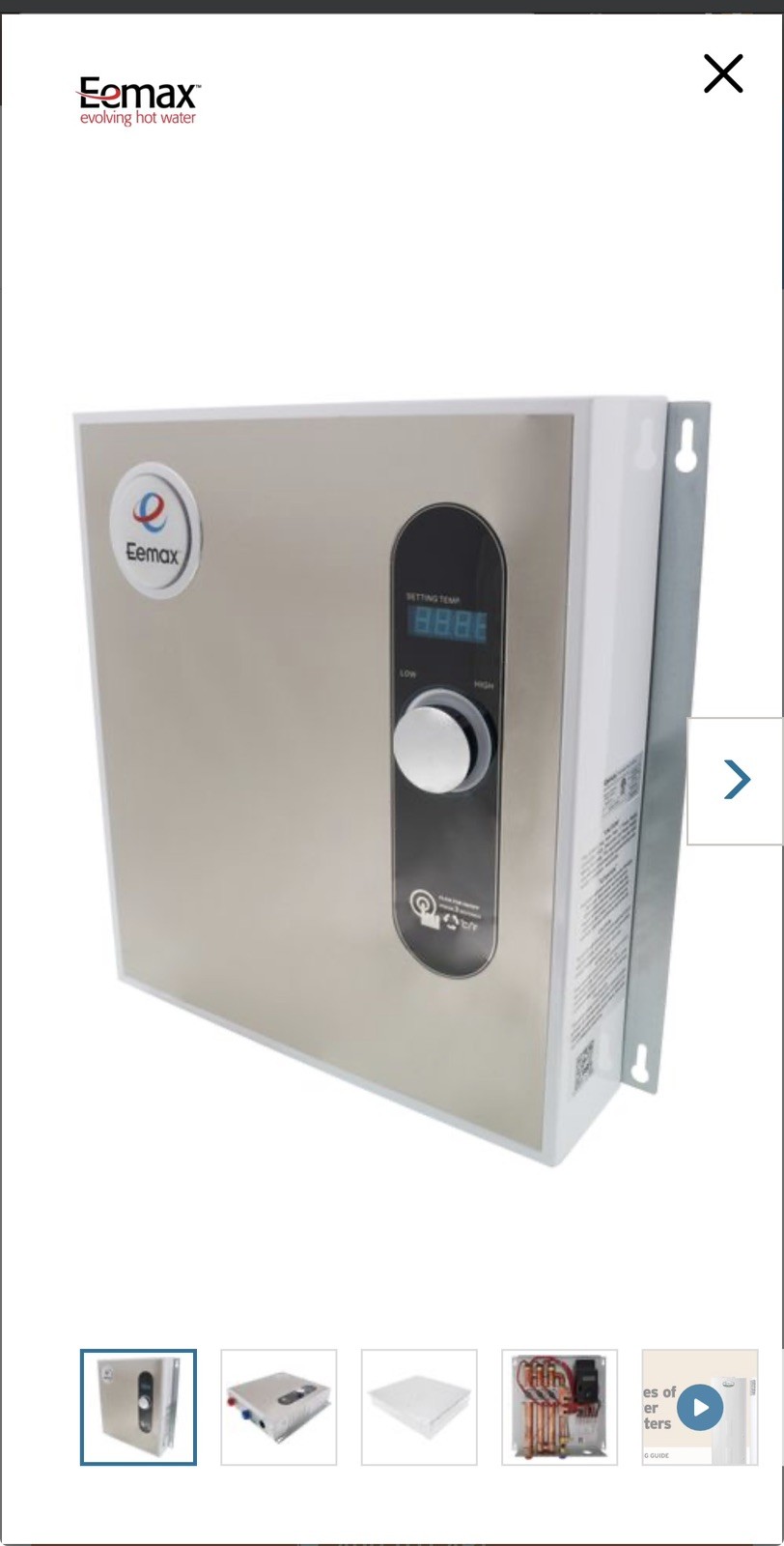 Eemax Tankless Electric Water Heater HA027240 18kW 240V On Demand water heater gallery