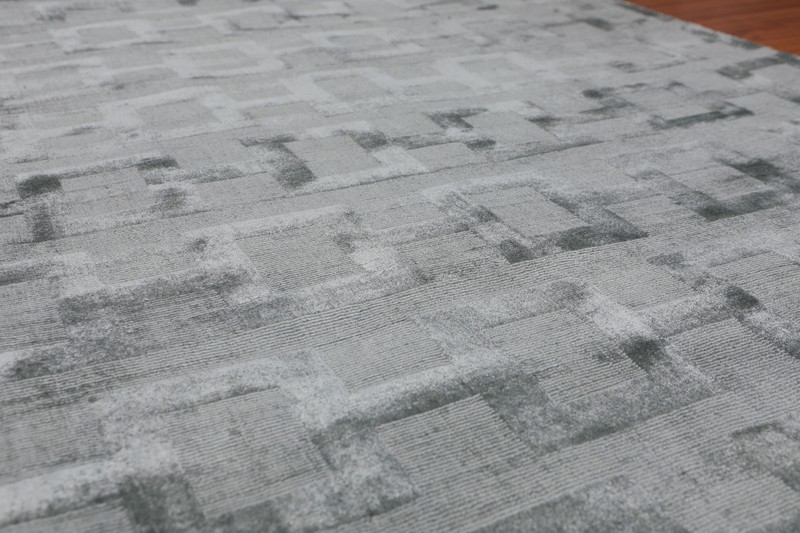 3' x 5' Handmade 100% Bamboo Silk Loop & cut Pile Geometric Area rug 3x5 Aqua gallery