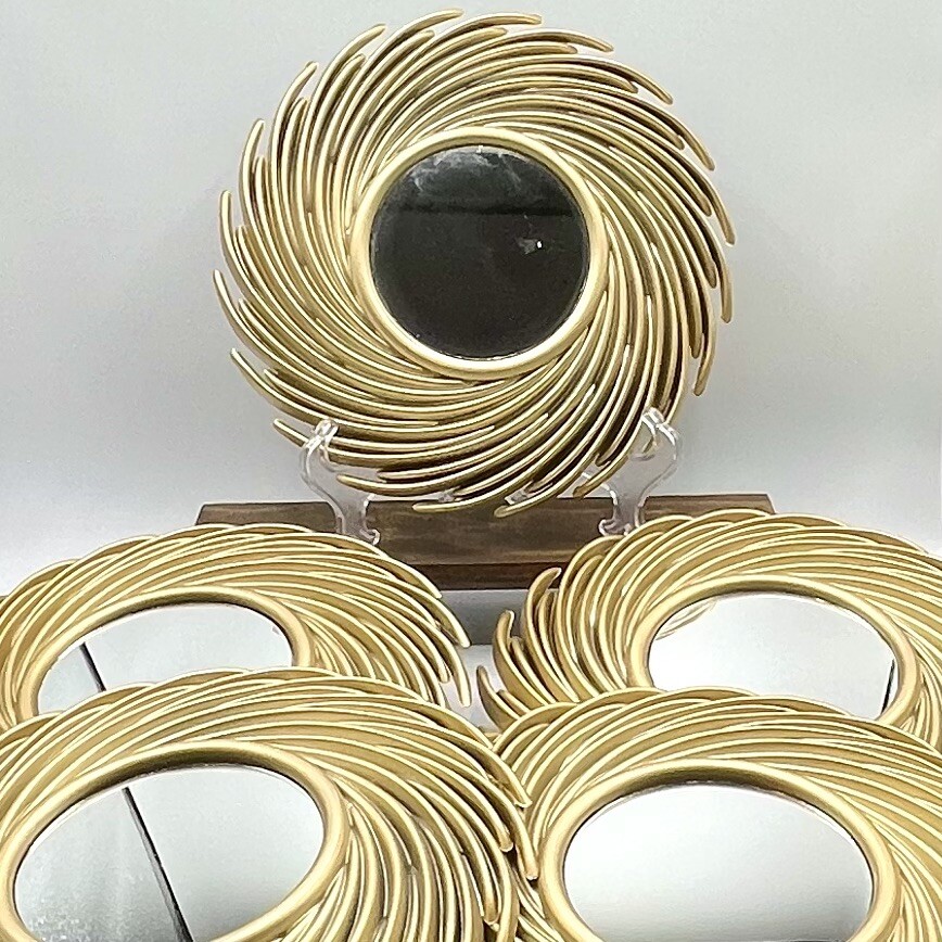 Gold Swirl Hanging Wall Mirror Plastic Round Ornate Size 9.5x9.5 Five Available gallery