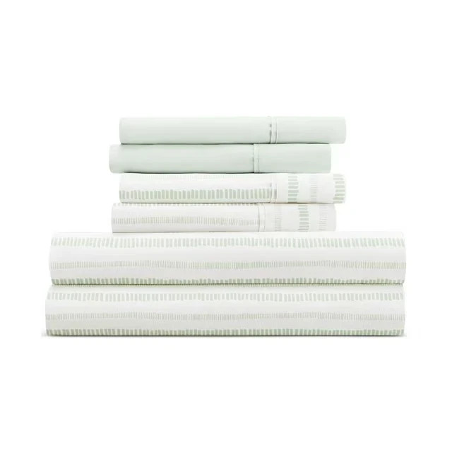 Kaycie Gray Microfiber 4 Piece Sheet Set Green Dashed Stripe Twin XL gallery