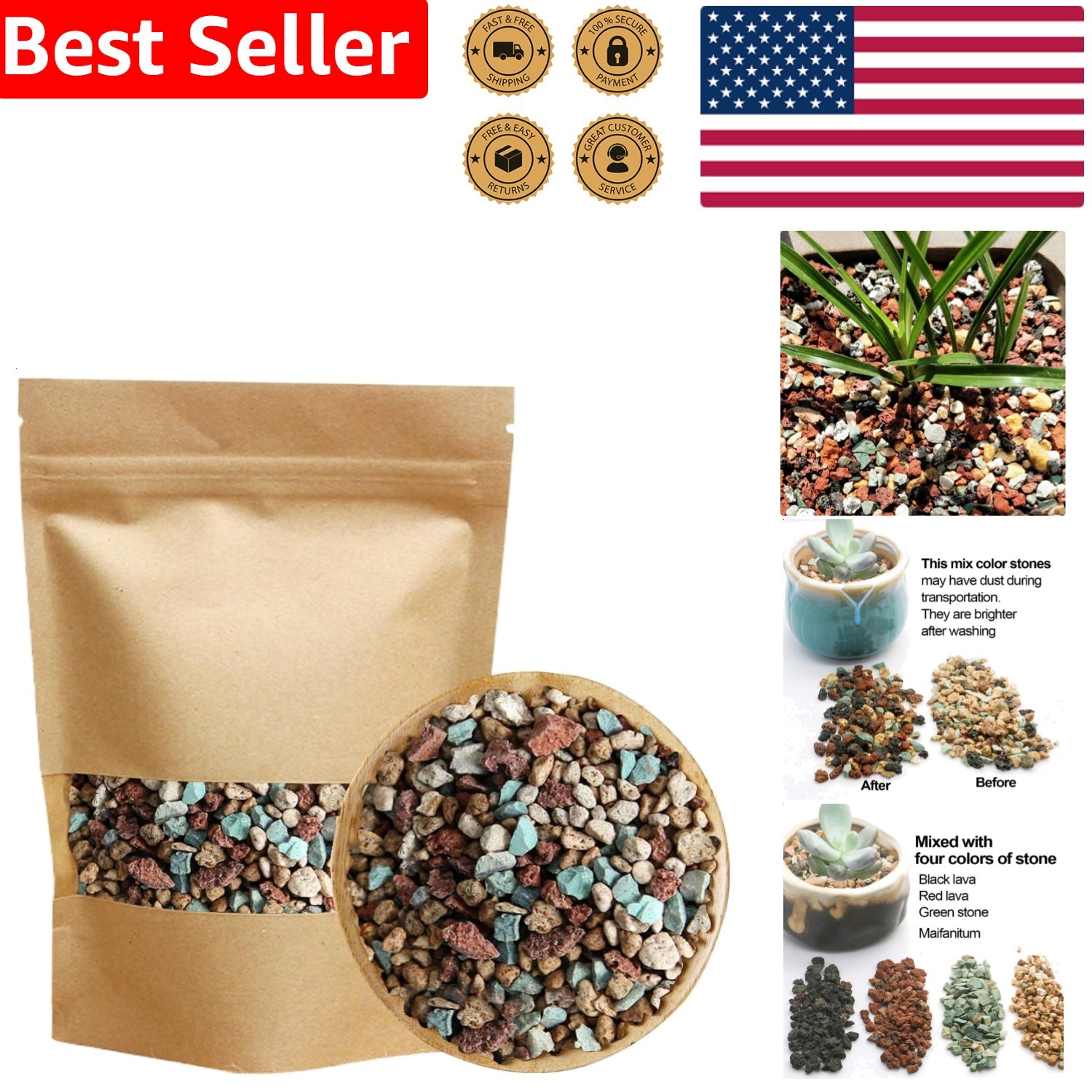 Horticultural Lava Pumice Pebbles | Gritty Succulent Cactus Bonsai Soil Mix |... gallery