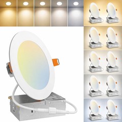 5CCT Dimmable LED Recessed Ceiling Light 12 Pack 4 Inch Panel with Junction Box