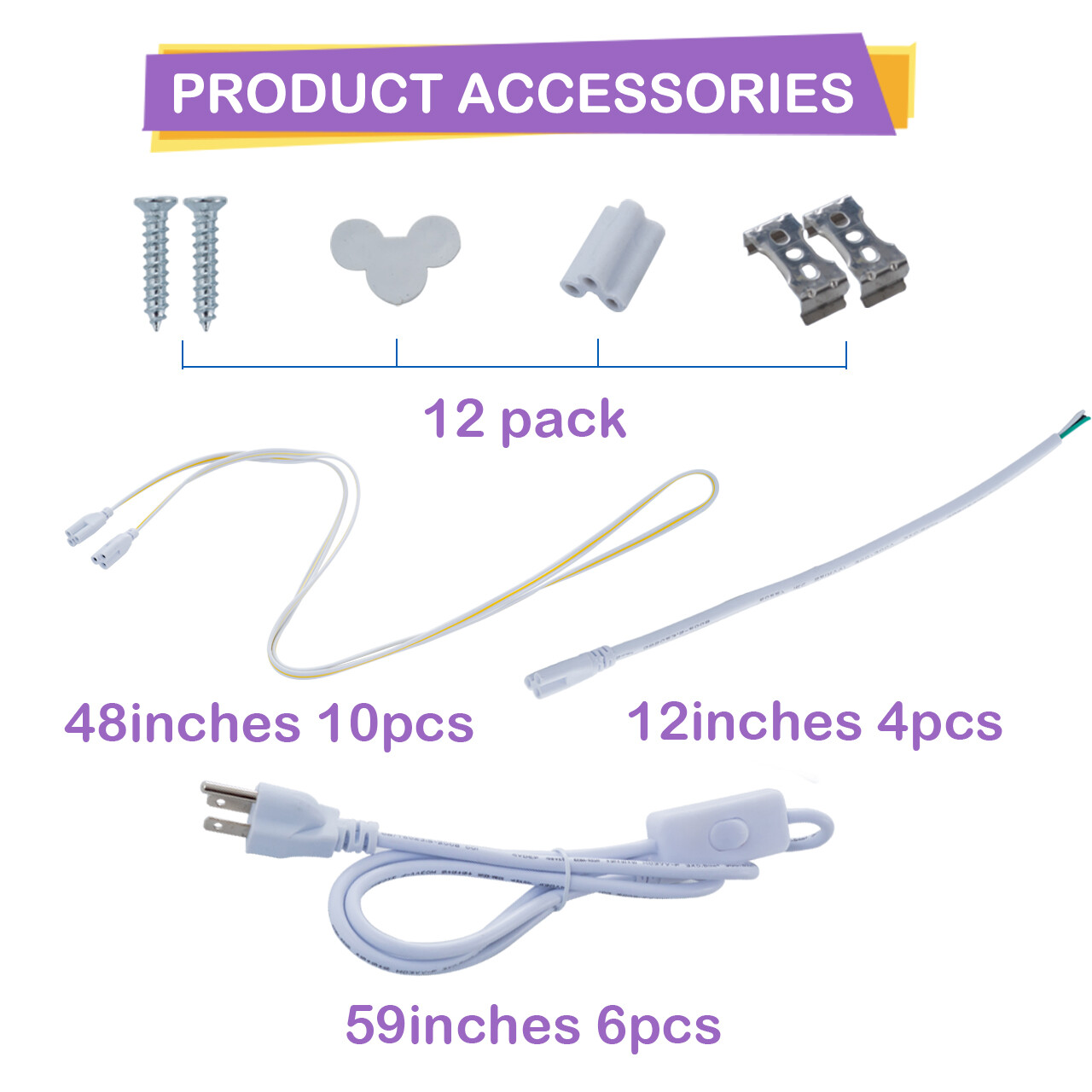 12 PACK 2FT 4FT 5FT 6FT 8FT LED Shop Lights Linkable Fixture High Output 6000K gallery