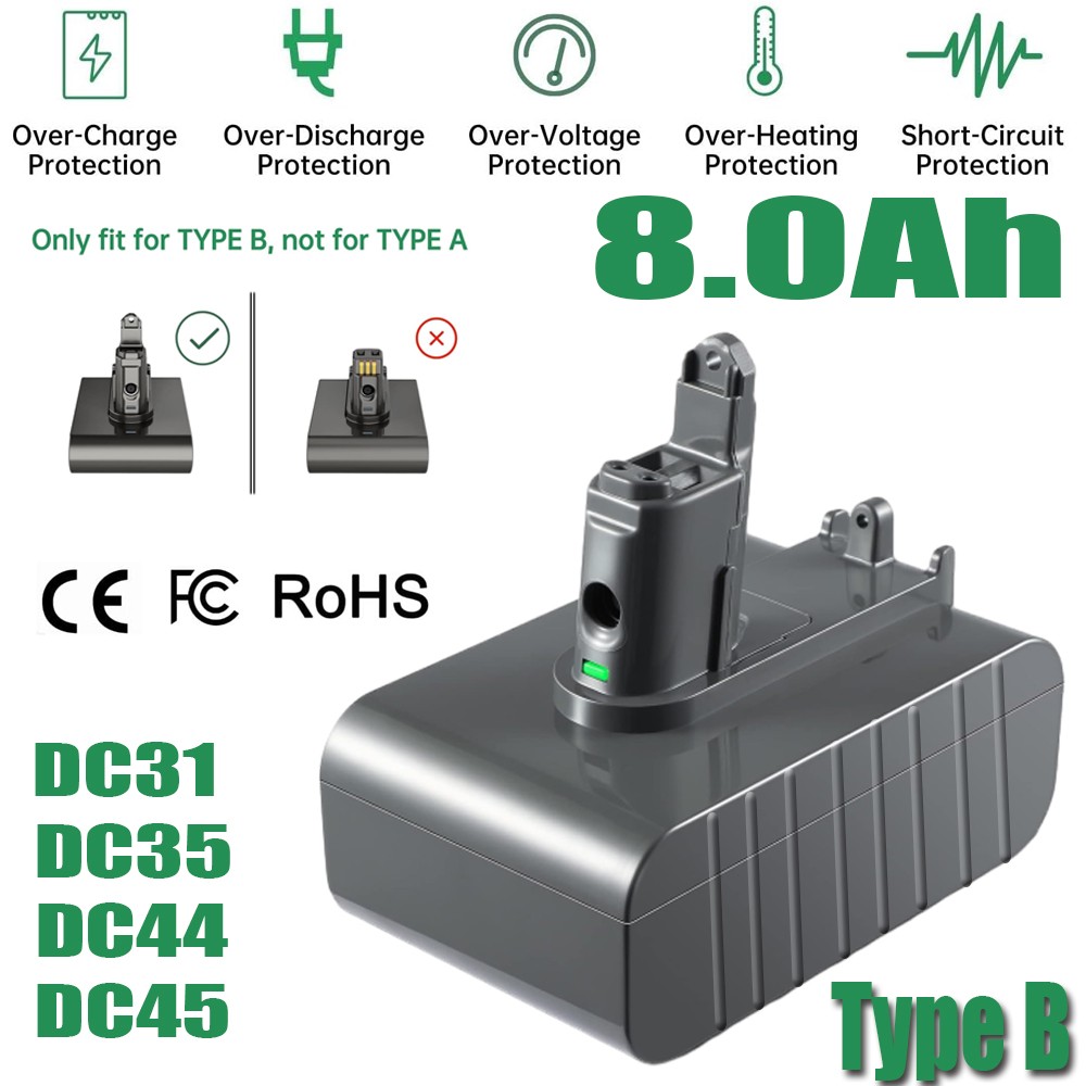8.0Ah Battery for Dyson Type-B DC31 DC34 DC35 DC44 DC45 DC46 DC56 Battery gallery
