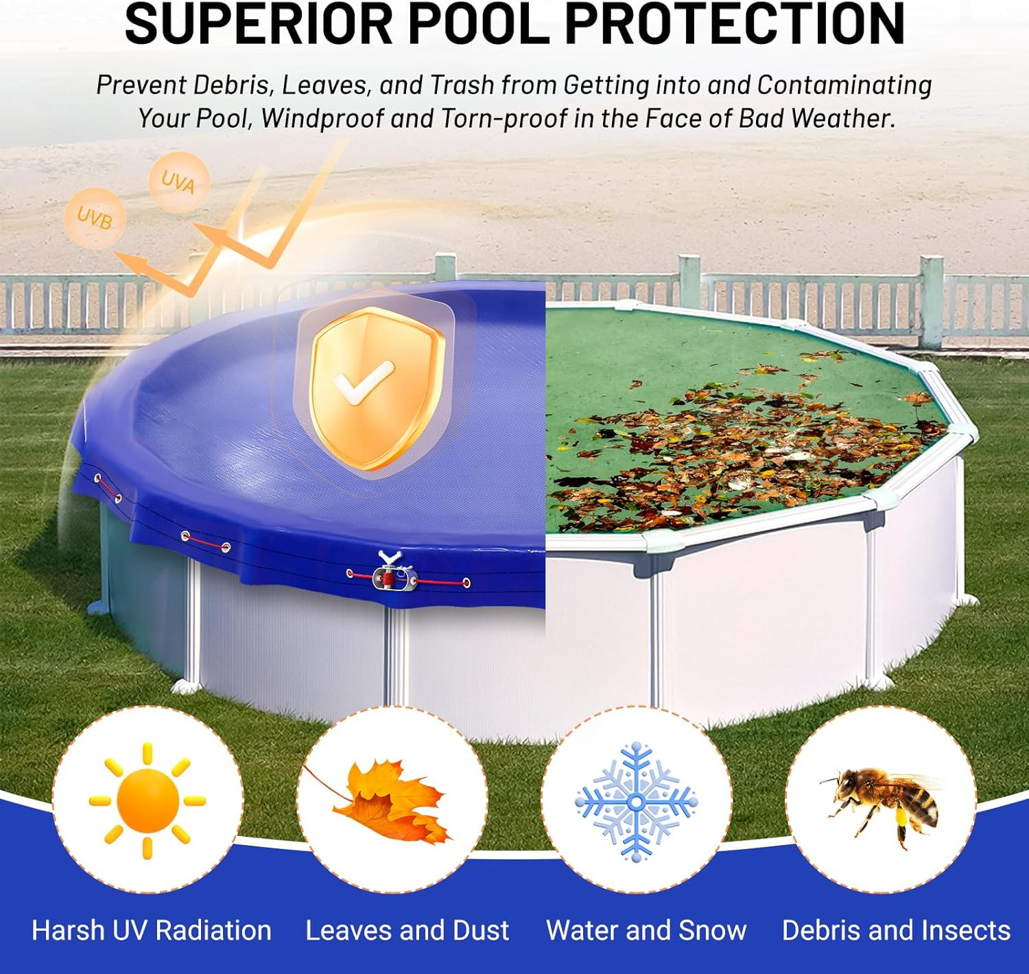 21 Ft Round Winter Pool Cover - Durable, UV Shielded, 10-Year Protection gallery