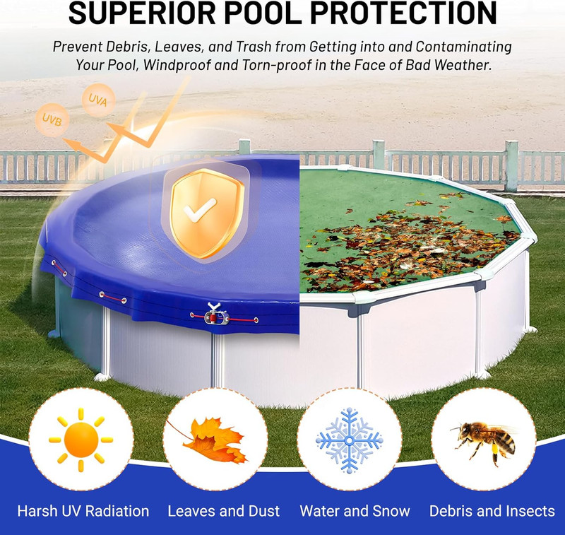 21 Ft Round Winter Pool Cover - Durable, UV Shielded, 10-Year Protection gallery