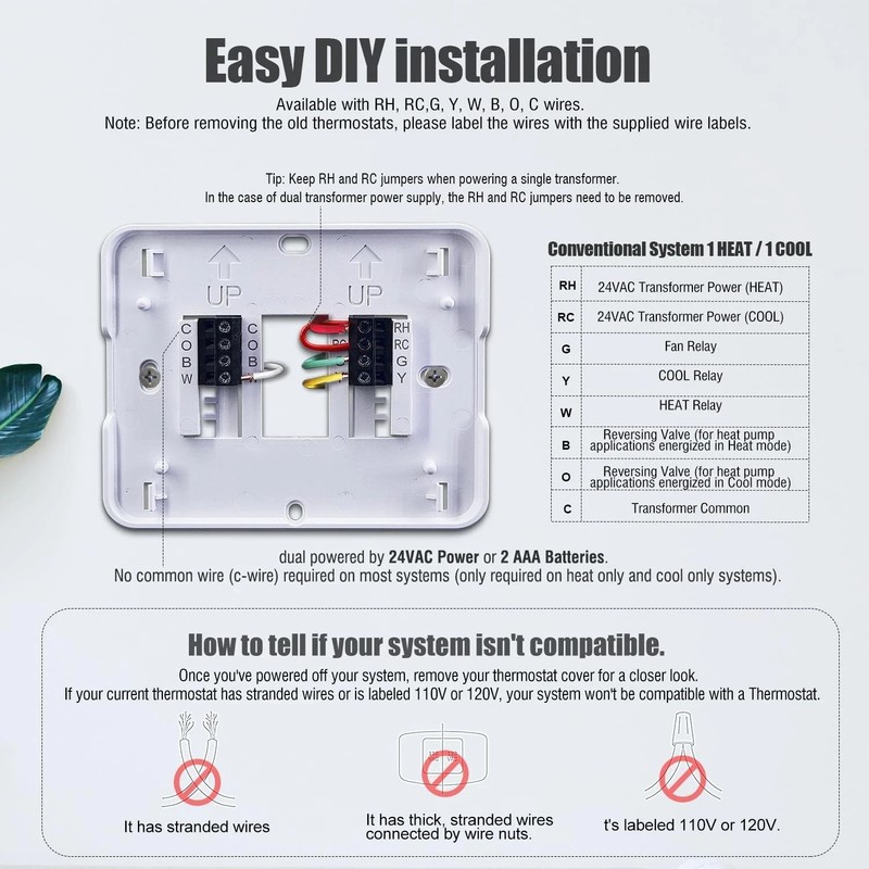 Non-Programmable Thermostats for House, Single-Stage 1 Heat/ 1 Cool, gallery