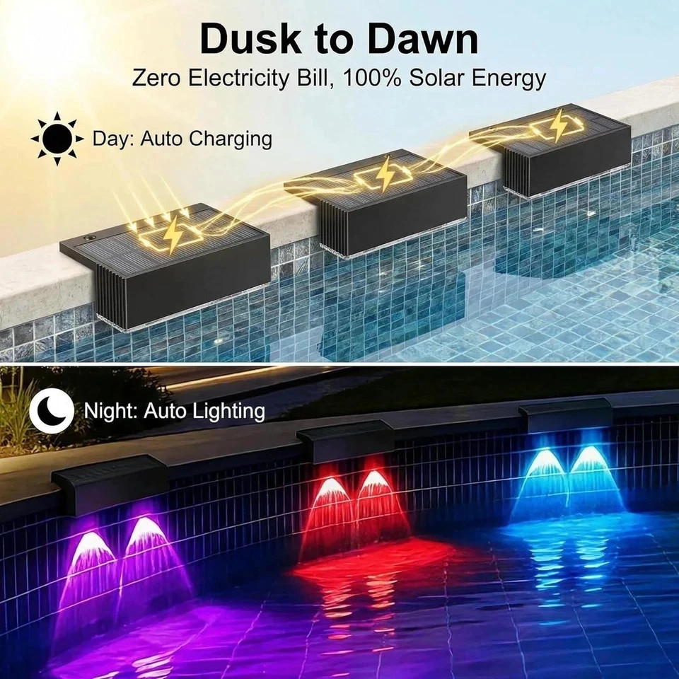 4 Pack Solar Pool Lights for above Ground Pools, Swimming Inground Pool LED Ligh gallery