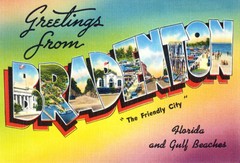 Greetings From Bradenton – Florida Beaches – 1930’s – Vintage Postcard Poster