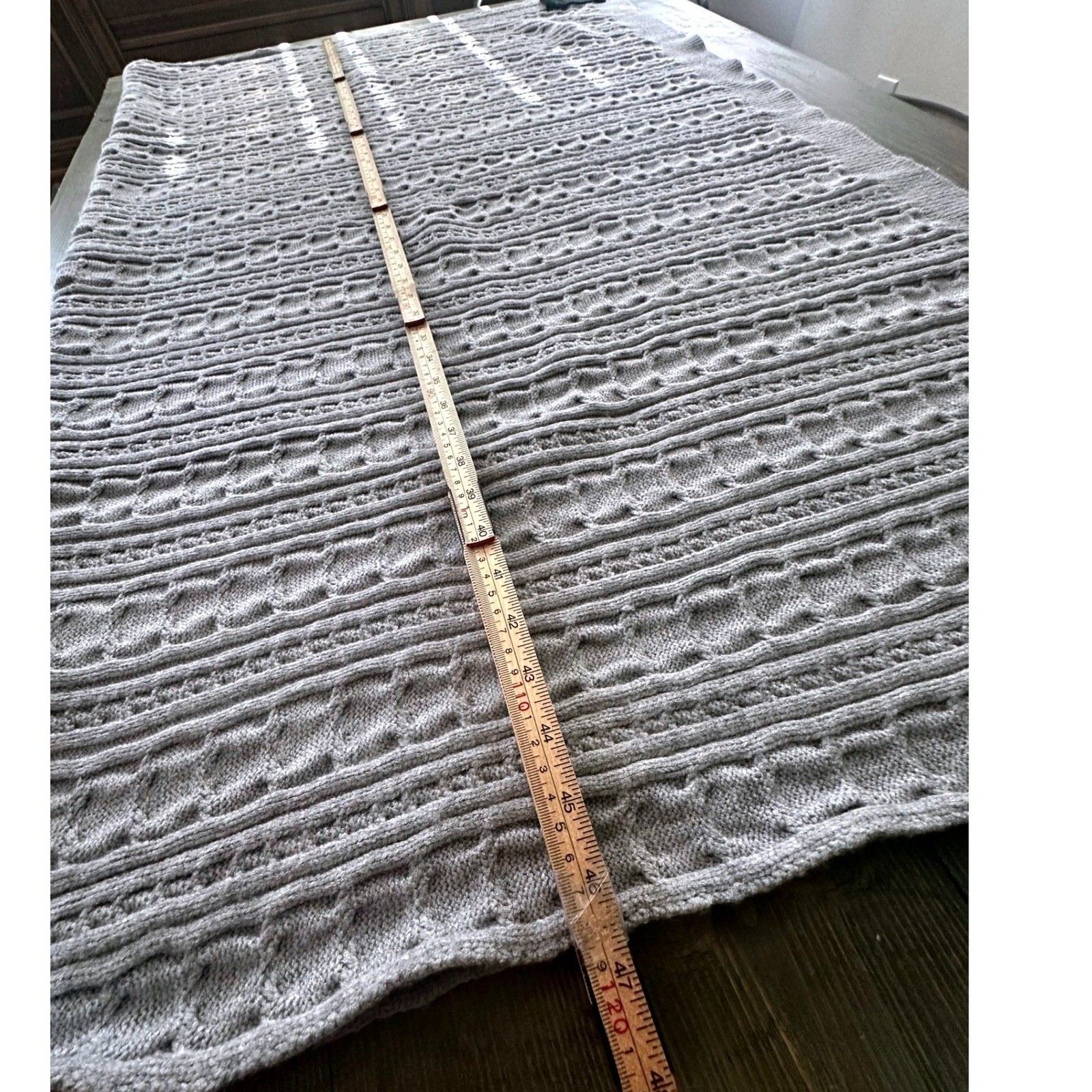 Magaschoni Home Gray Cable Knit Throw Blanket Textured Cozy Decor 50x60 gallery