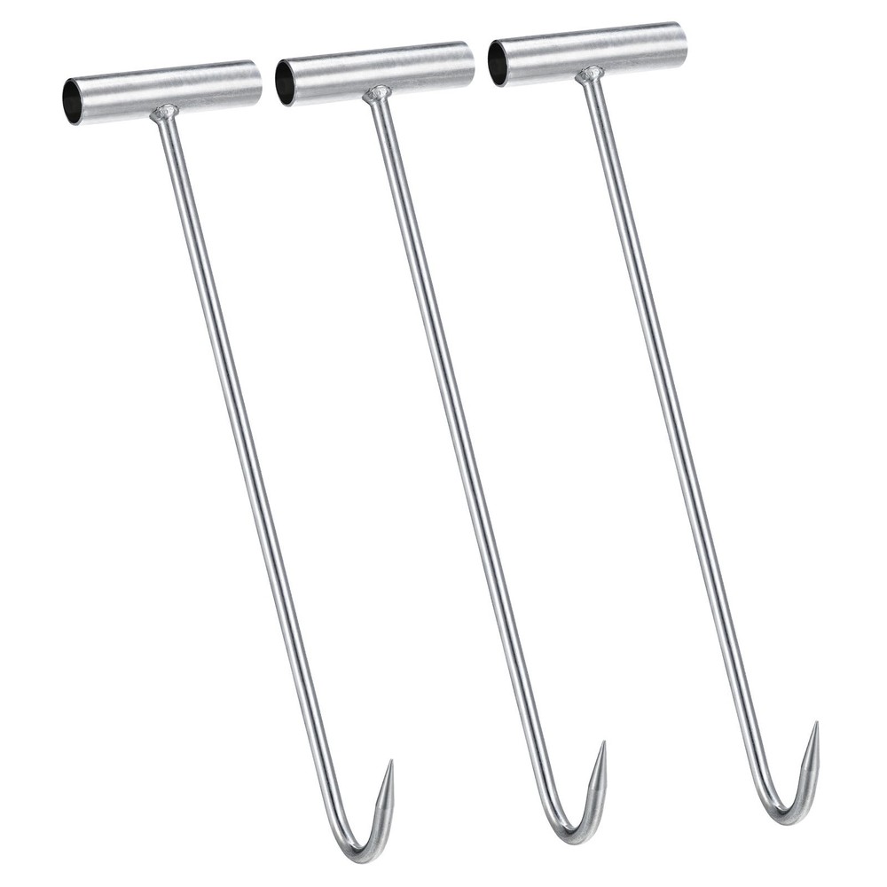 3pcs 16" 400mm T-Handle Meat Boning Hook, Galvanized T Hooks for Restaurant