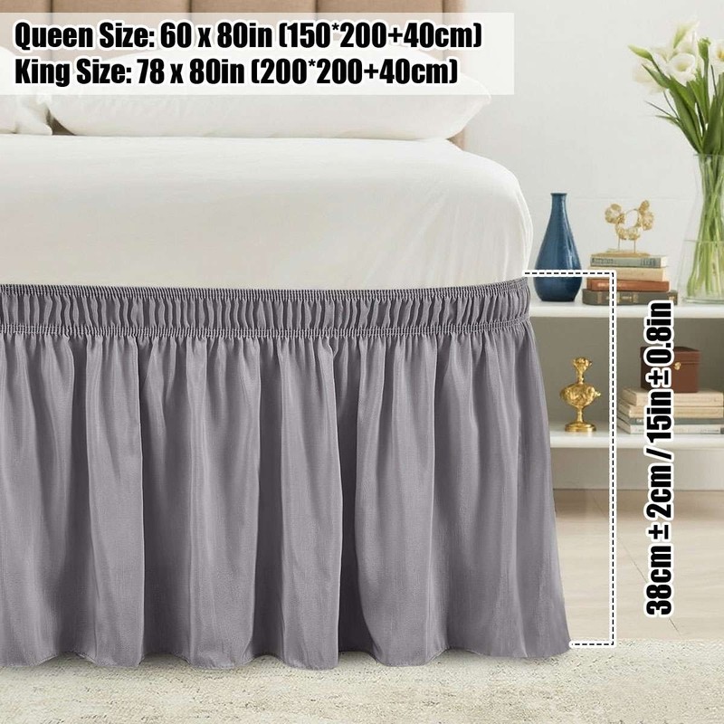 Bed Skirt Wrap Around Dust Ruffle Queen/King size Drop Elastic Bedding Bed new gallery
