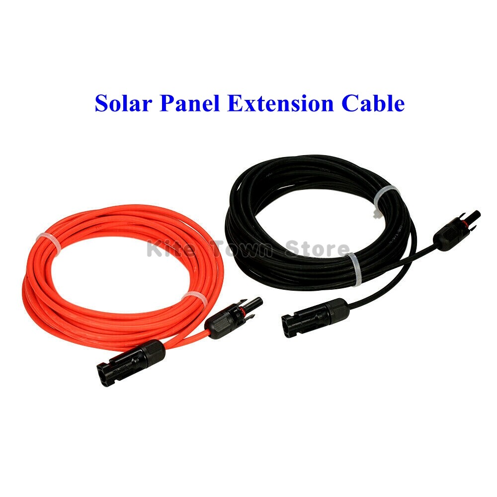 1 Pair Black + Red Solar Panel Extension Cable Wire Connector 12 AWG gallery