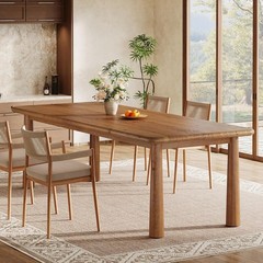 63-Inch Solid Wood Dining Table Farmhouse Kitchen Dinner Table for 4-6 People