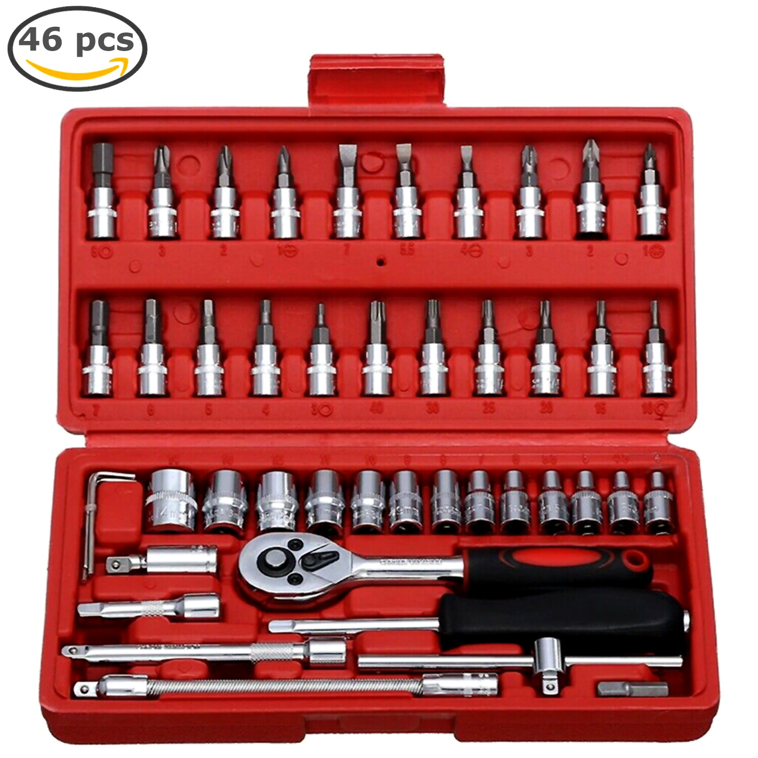 46pcs 1/4 Ratchet Wrench Combination Package Socket Tool Set Auto Car Repairing gallery