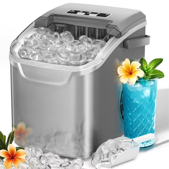 Auseo Countertop Ice Maker, 2 Sizes of Bullet Ice, 26Lbs/24H gallery