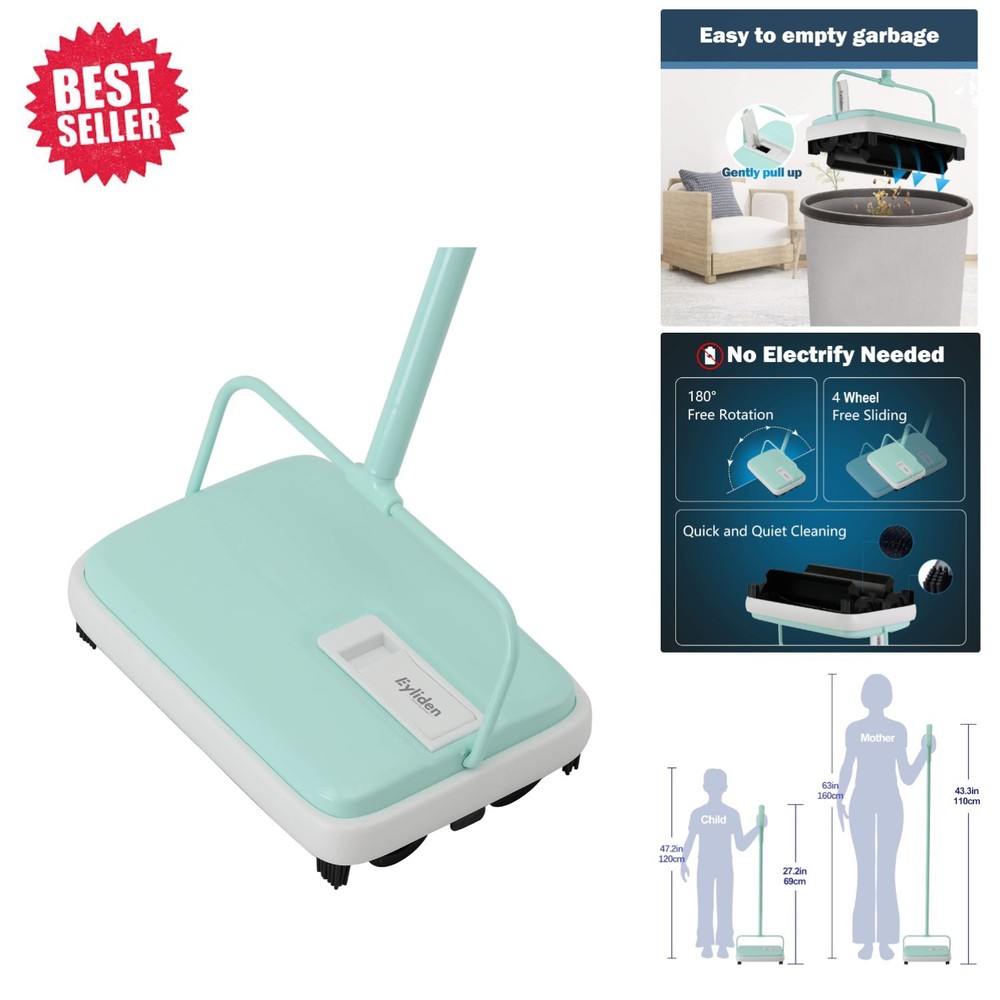 Compact & Eco-Friendly Carpet Sweeper - Lightweight, Quiet Care in Mint