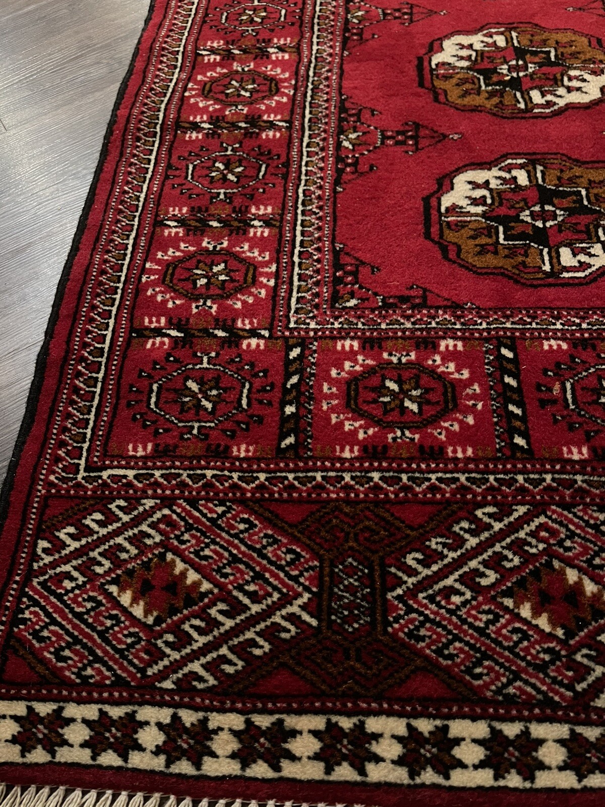 Torkaman Red Wool Rug Hand Knotted Elephant Feet Designs 72” x 42” gallery