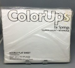 Double Flat Sheet Springs Color Ups White Percale 180 Cotton Blend USA 81×96