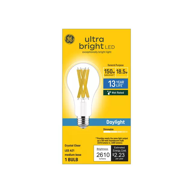 GE Ultra Bright LED Daylight 2610 Lumens Dimmable Wet Rated A21 gallery