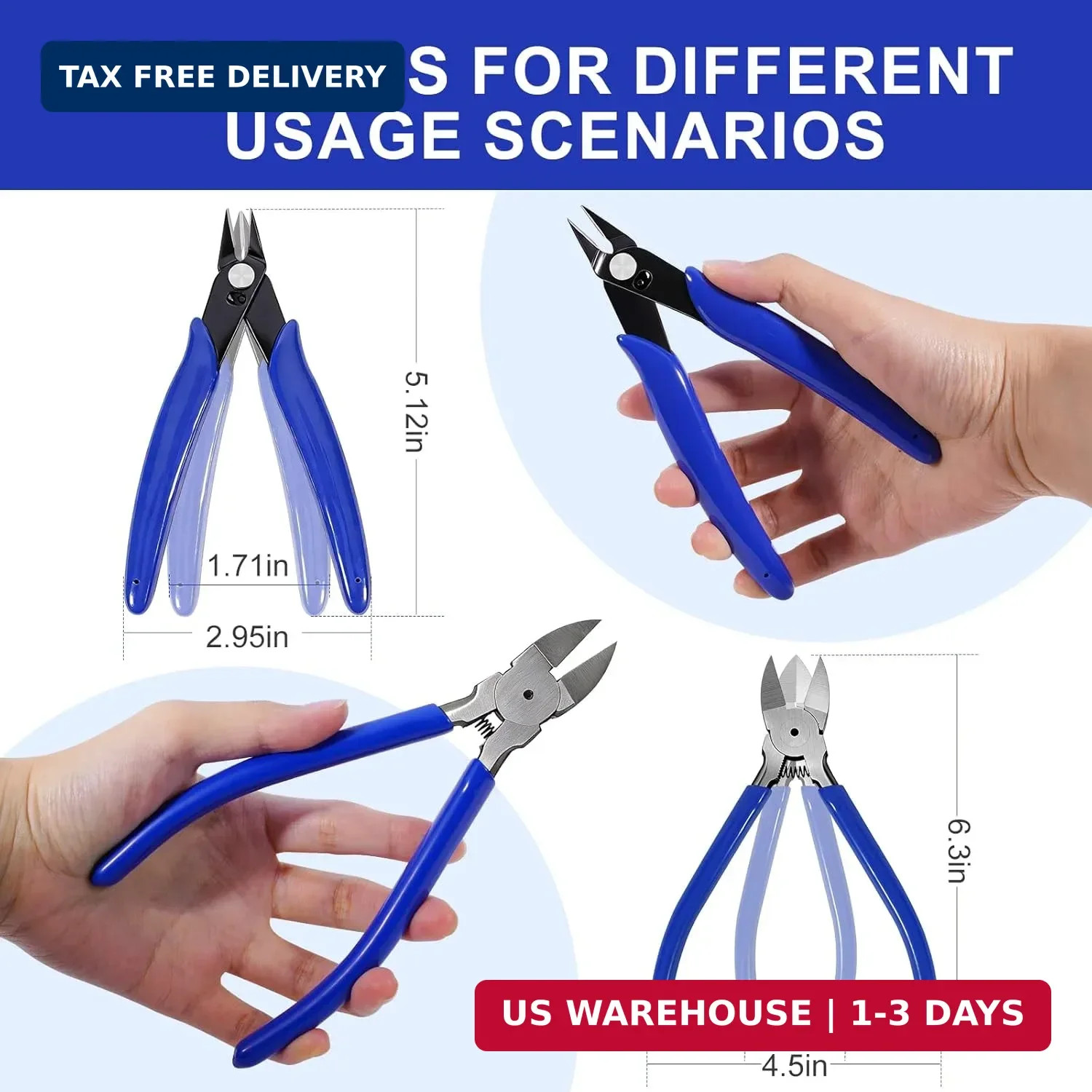 2 Pack Wire Cutters Set, 6"+5" Sharp Flush Cutters, Spring Loaded Side Cutting P gallery