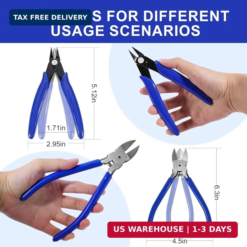 2 Pack Wire Cutters Set, 6"+5" Sharp Flush Cutters, Spring Loaded Side Cutting P gallery