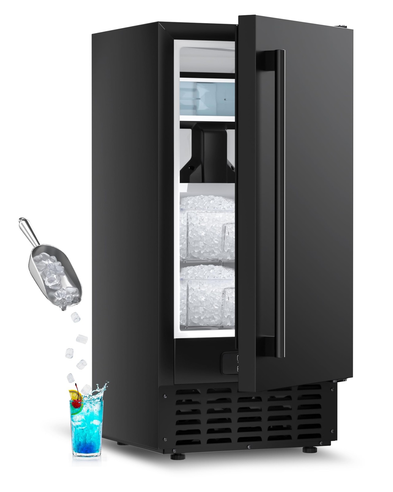 Commercial Ice Maker 70Lb/Day Ice Machine Auto-Cleaning 2 Ice Baskets 24H Timer gallery