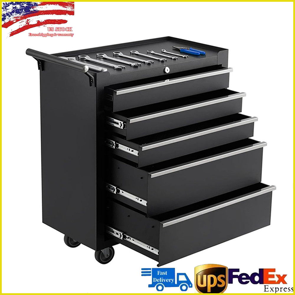 5-Drawer Rolling Tool Chest Tool Box Lockable Storage Cabinet Tool Cart w/Wheels gallery