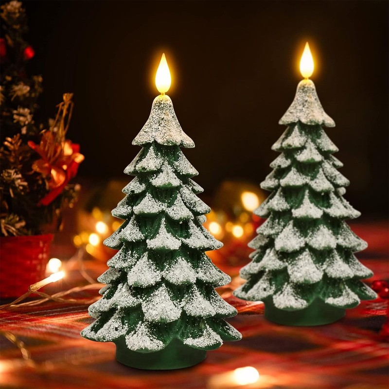 Christmas Tree LED Candle with Remote Timer, Pillar Candle Flameless Flickering gallery