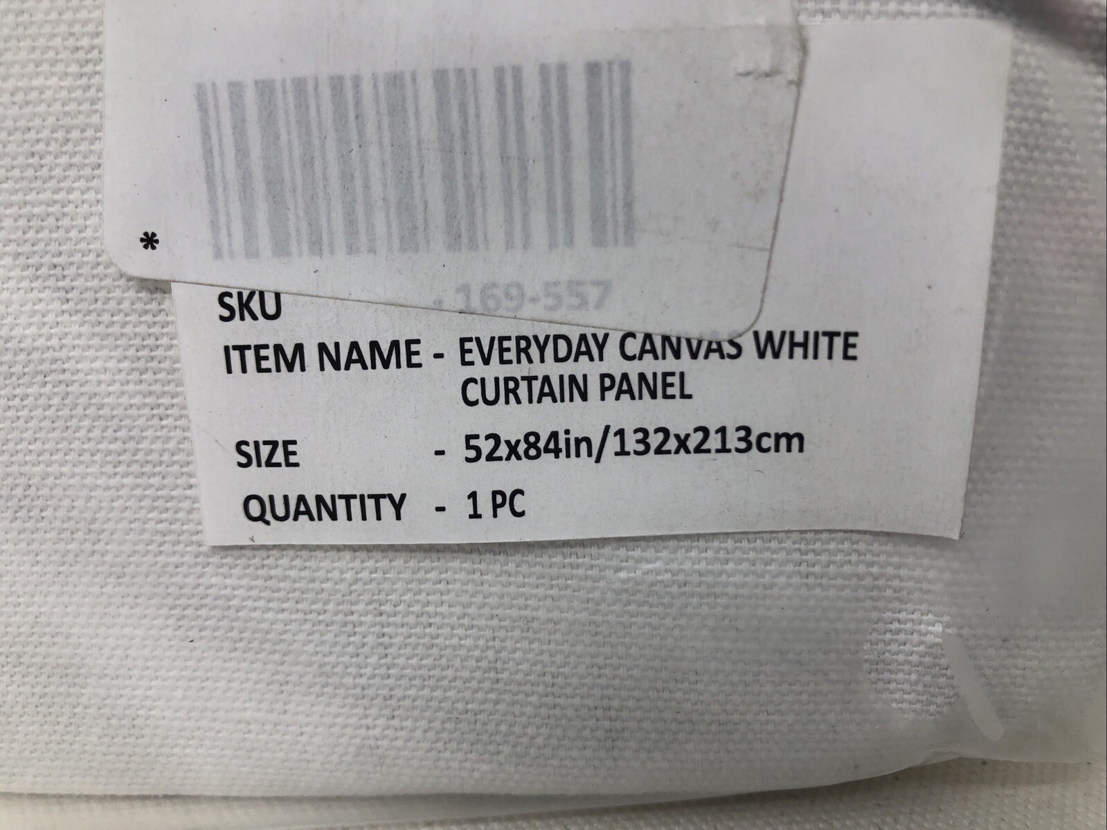 Crate & Barrel White Curtain Panel, Organic Cotton Canvas 52x84in / 132x213cm gallery