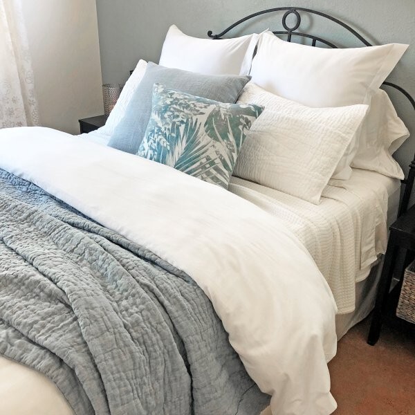 Pottery Barn Washed Cotton Sateen Duvet Cover White Queen No Shams New🦩. gallery