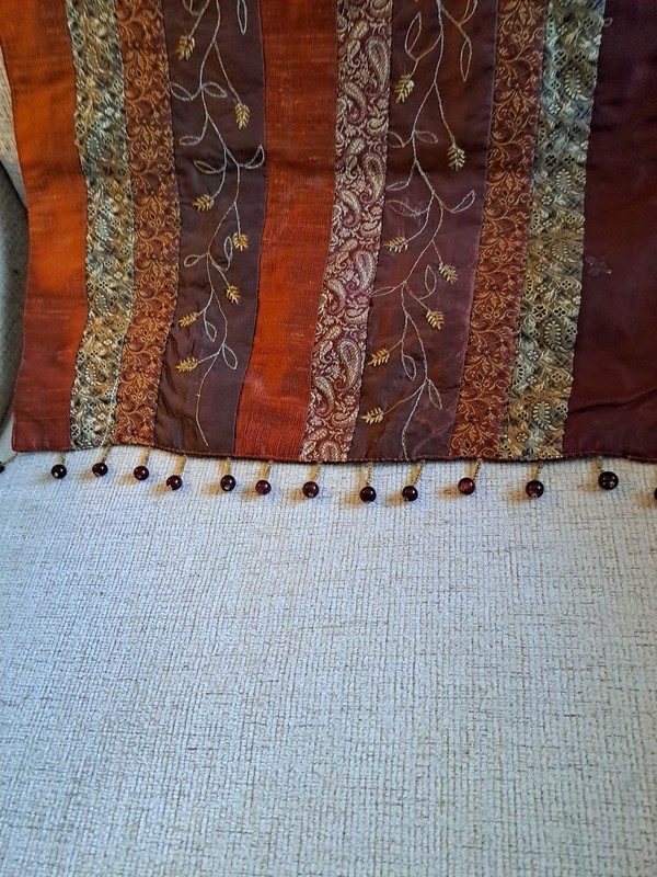 Bohemian Decor Table Runner Moroccan Spice Rust Burgandy Gold 62" L. Pre-Loved gallery