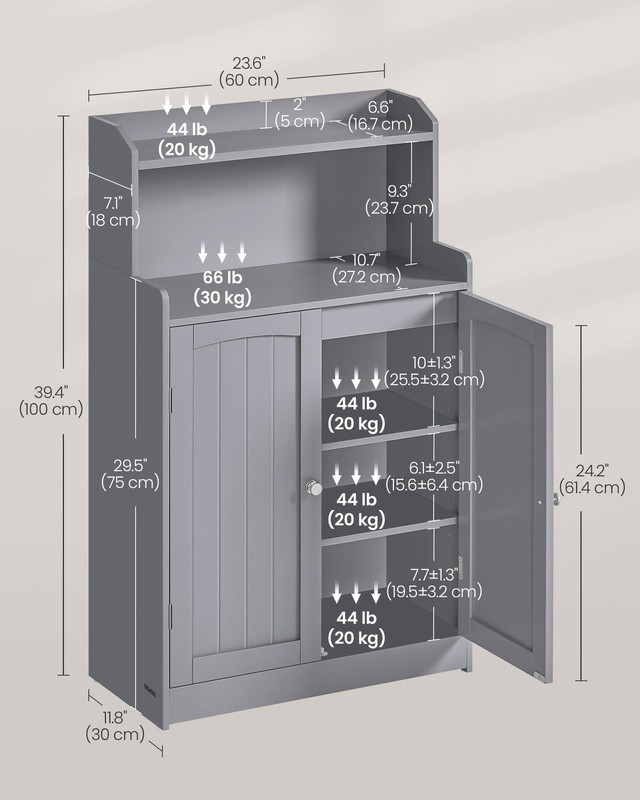 Bathroom Storage Cabinet, Bathroom Floor Cabinet with 2 Doors, 2 Adjustable S... gallery