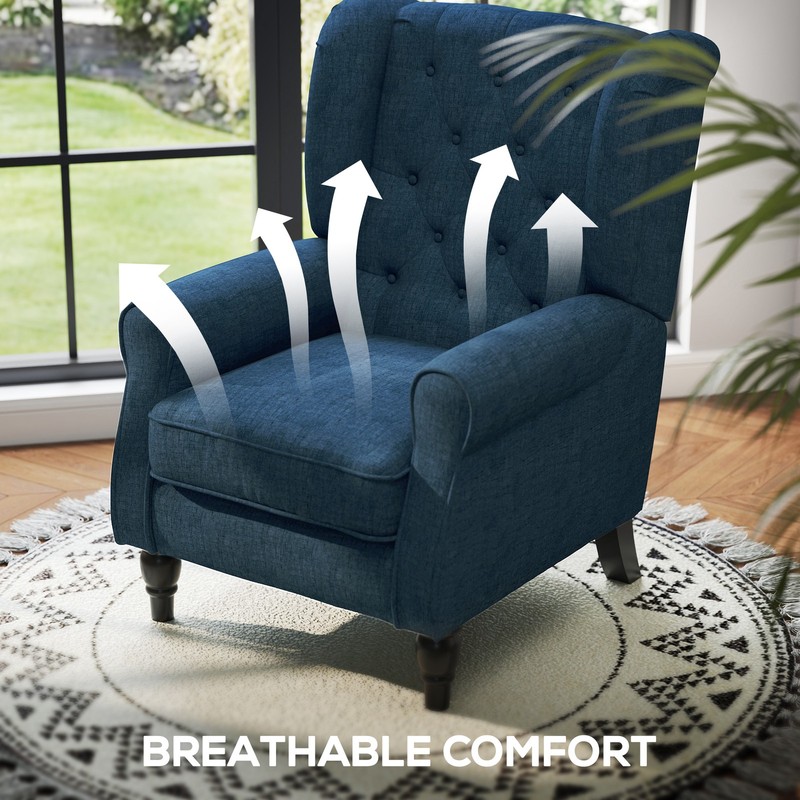 Button-Tufted Accent Chair with High Wingback, Rounded Cushioned Armrests gallery