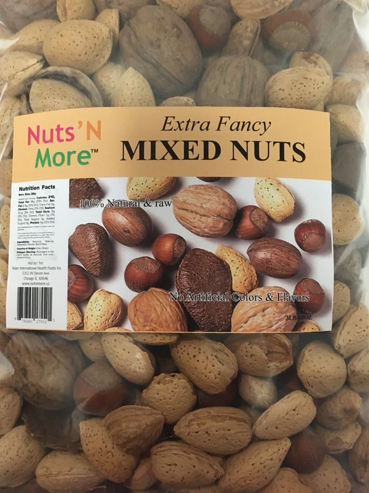 In Shell Mixed Nuts - 3 lb- extra fancy with brazil - NUTS N MORE