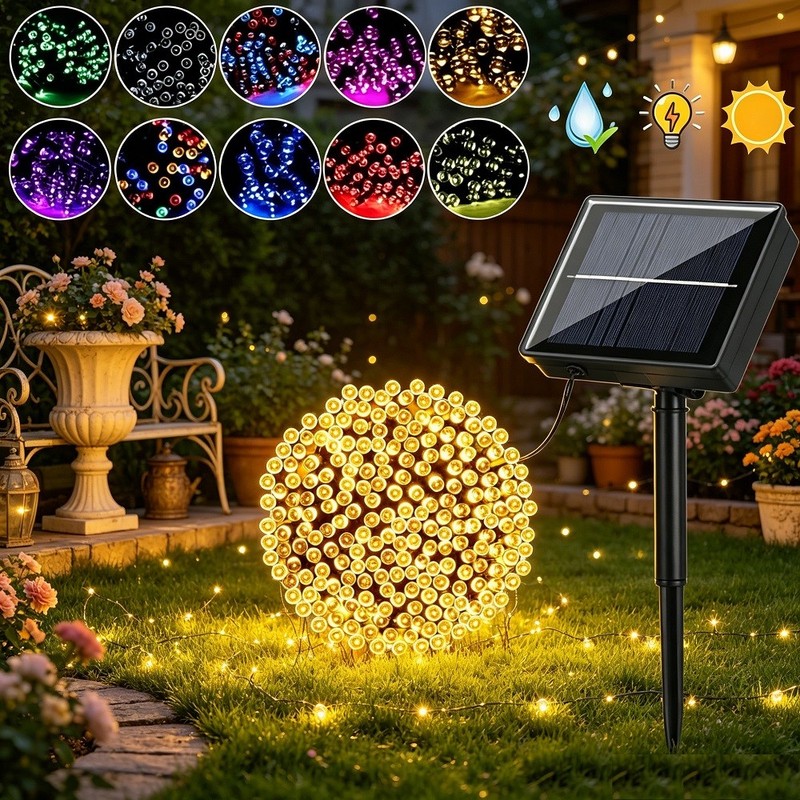 Solar String Lights Outdoor Waterproof Garden Path Yard Decor Lamp Lawn 200 LED gallery