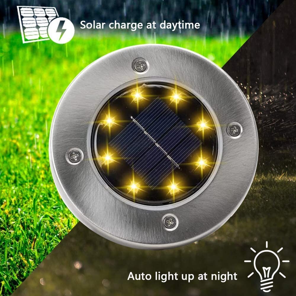 8 PACK Solar In Ground Lights Outdoor Garden In Grond Lights Waterproof Warm gallery