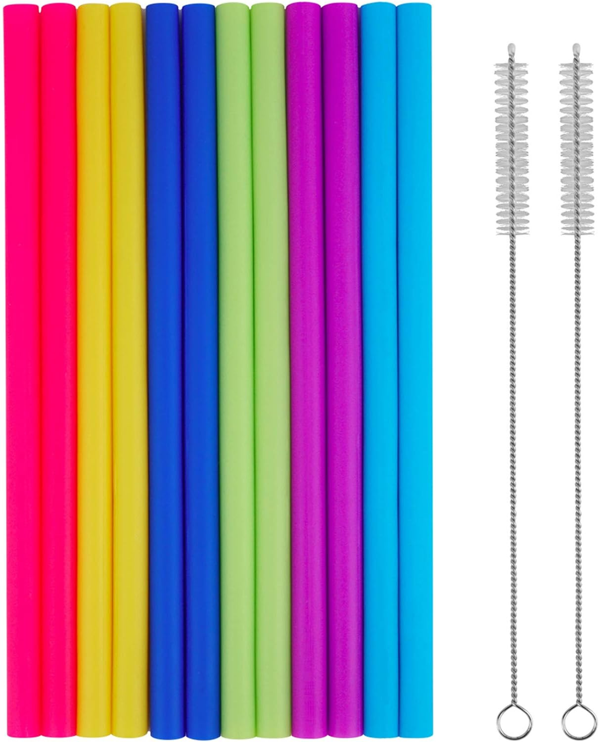 14 PCS Reusable Silicone Straws with Cleaning Brushes Extra Wide Large Straws gallery